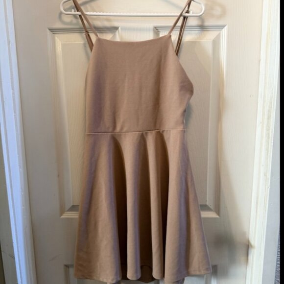 Revamped | Nude Cutout Skater Dress - Picture 1 of 4